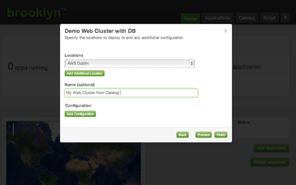 AMP web console, showing the YAML tab of the Add Application dialog.